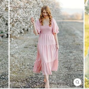 Morning Lavender Paige Puff Midi dress